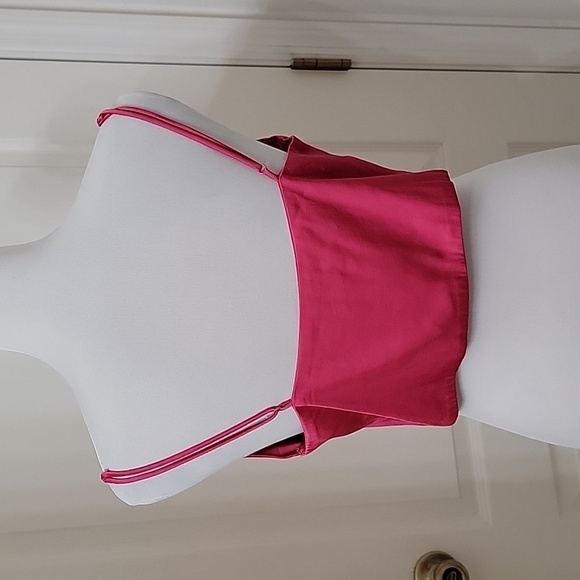 H&M Size L "Cerise" (Bright Pink) Satin Corset Top Adjustable Straps, Drape Neck - Picture 4 of 11